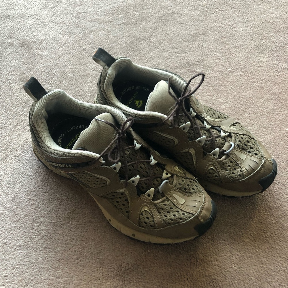 Merrell Overdrive chocolate/Pearl Blue trail running shoe Women's 7.5